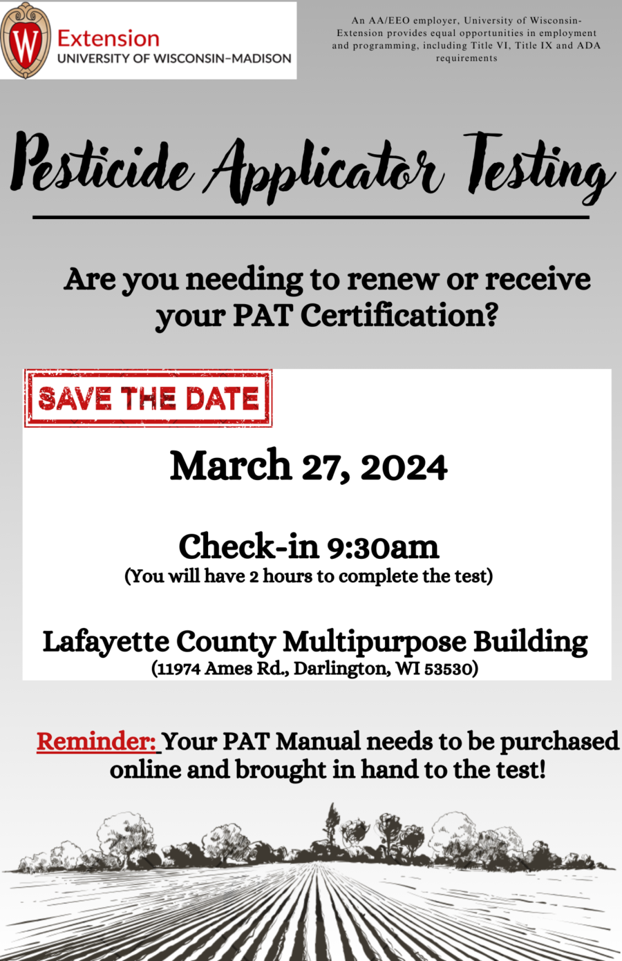 Pesticide Applicator Testing Extension Lafayette County